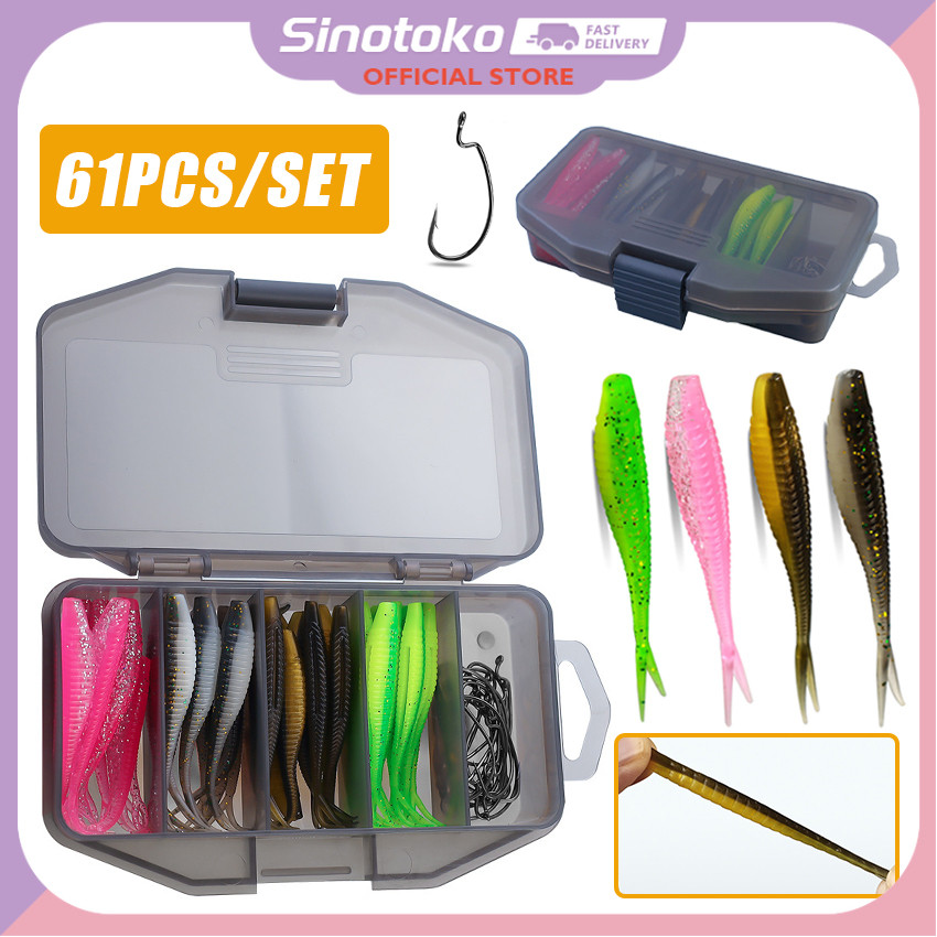 61Pcs/Set Memancing Soft Lure / Umpan Casting Ikan Gabus Dan Toman / Soft Bait Fishing Lure Umpan Pa