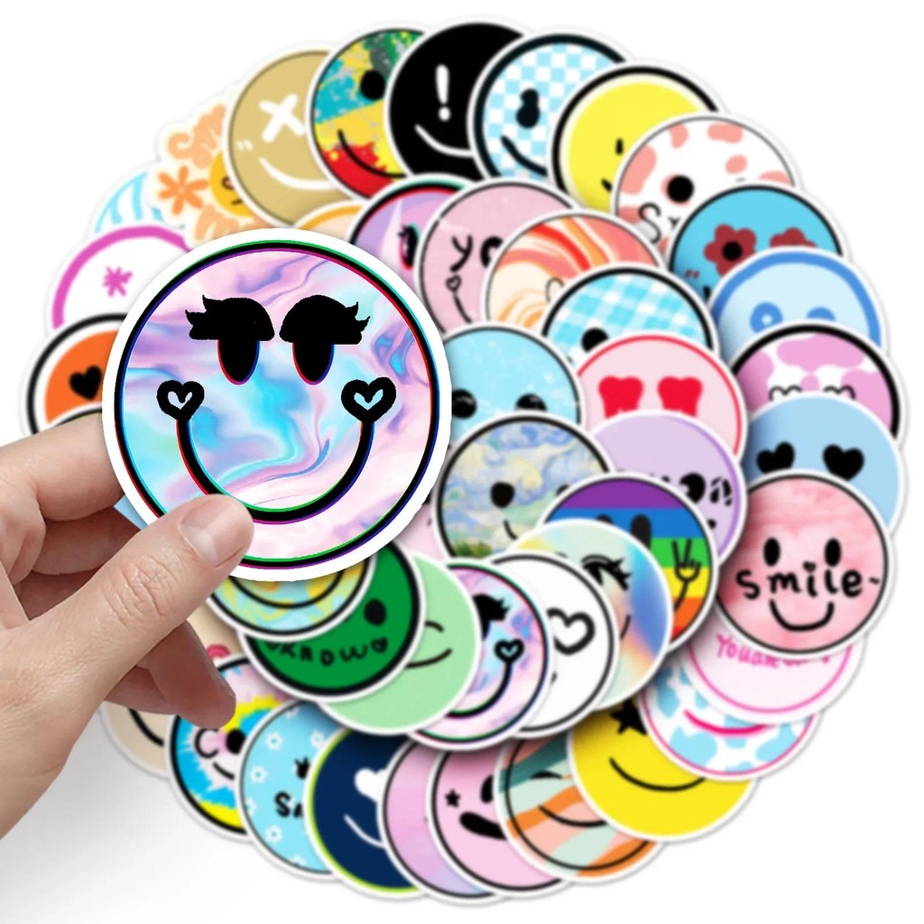 

50Pcs Smiling Face Stickers DIY Skateboard Laptop Luggage Bike Motorcycle Phone Car Sticker Decals