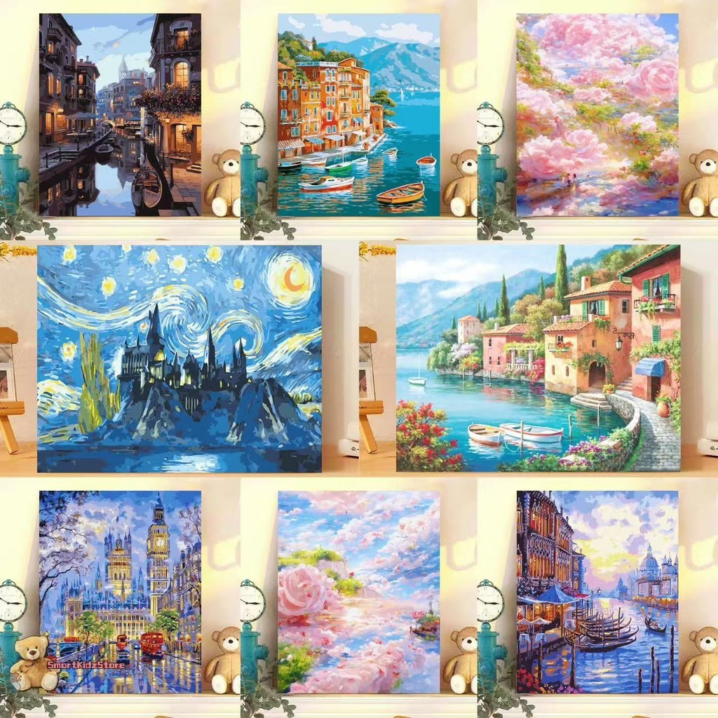 

NEW 40x50CM Ada Frame Paint By Number Nature Series DIY Digital Painting Canvas Aesthetic Kanvas Lukis PREMIUM