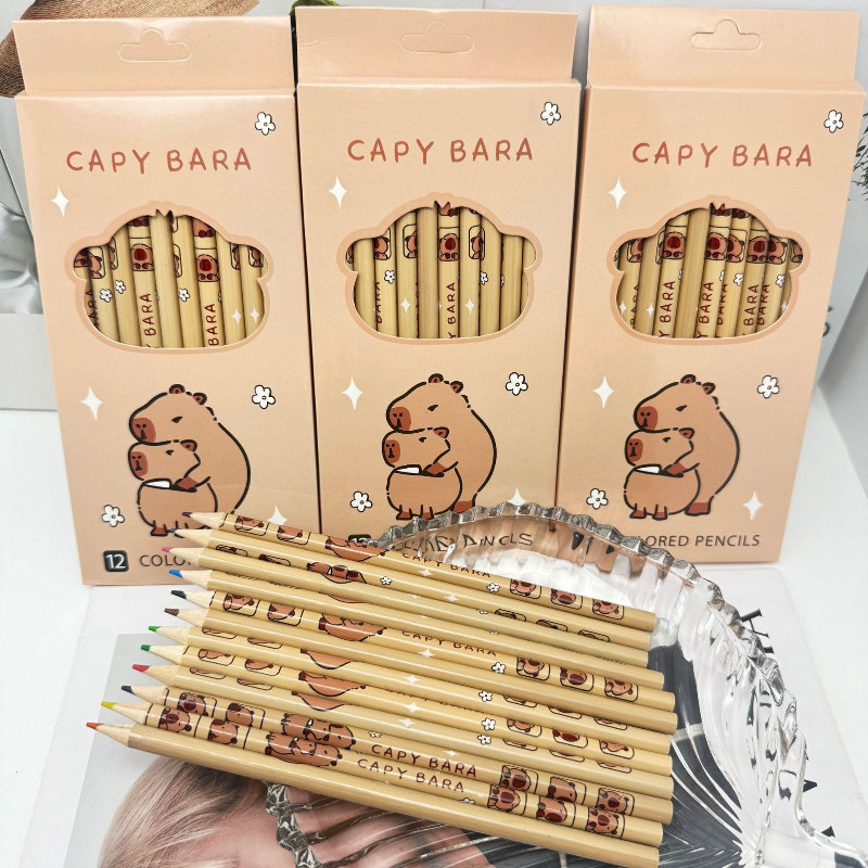 

12/36pcs Capybara Wooden Colored Pencils Set Cute 12 colors Ketch Drawing Pencils for School Office Christmas Party Gift