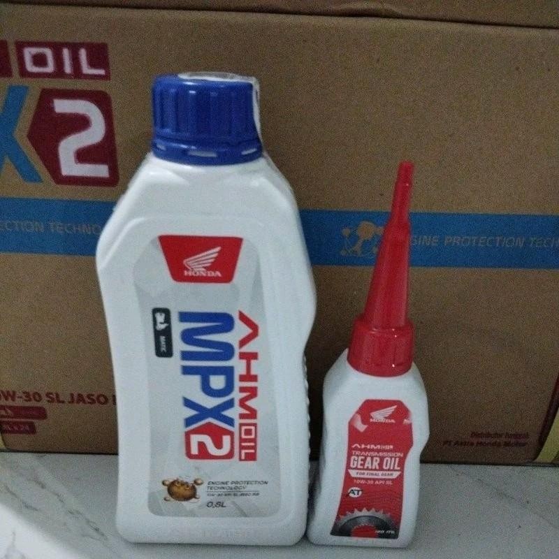 oli mpx 2 matic 800ml + oli gear  ,  sepaket 2 produk oli motor honda beat fi vario scoopy spacy dll
