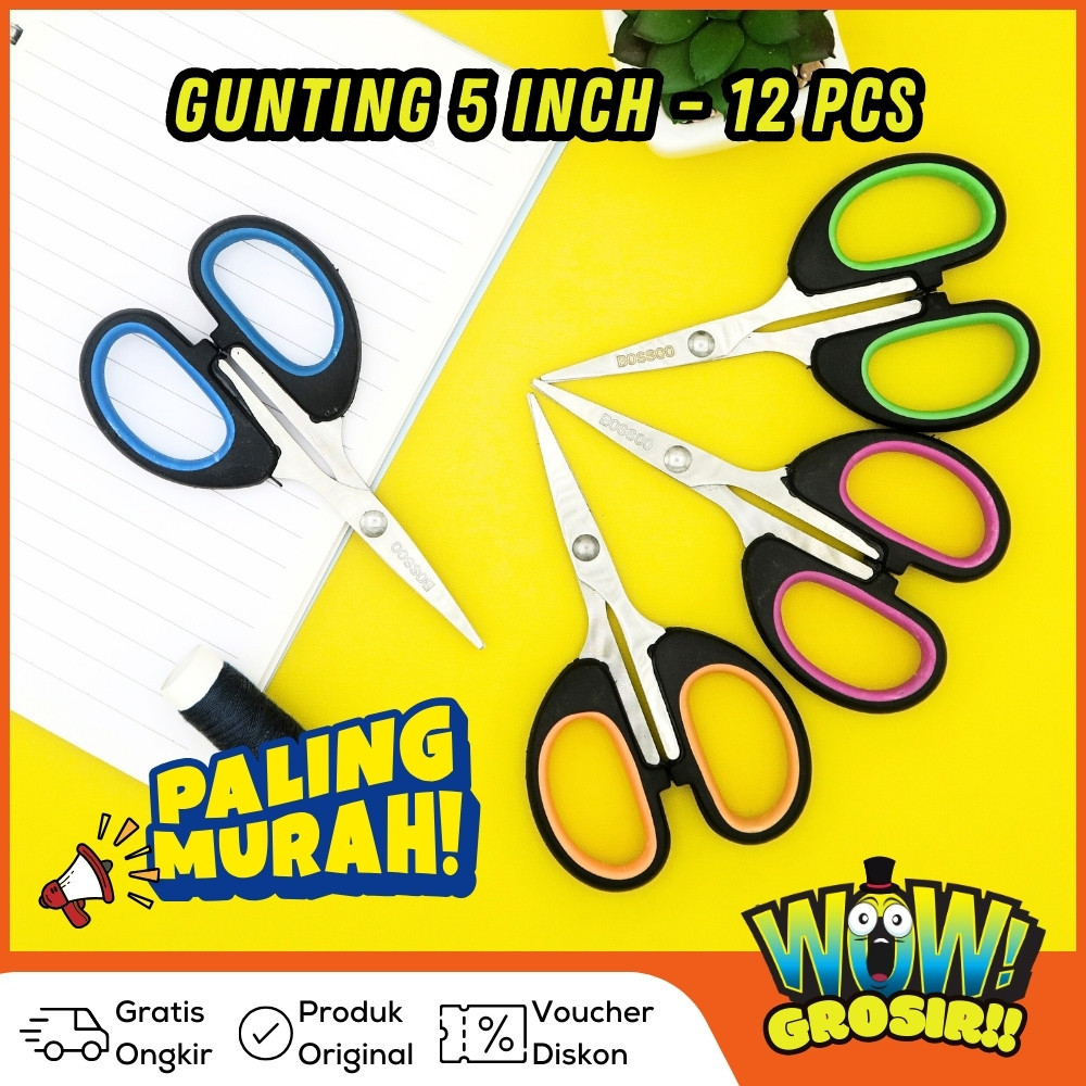 

WOWGROSIR 1 lembar (12 pcs) Gunting Scissors BOSSCO B-664 5 inch