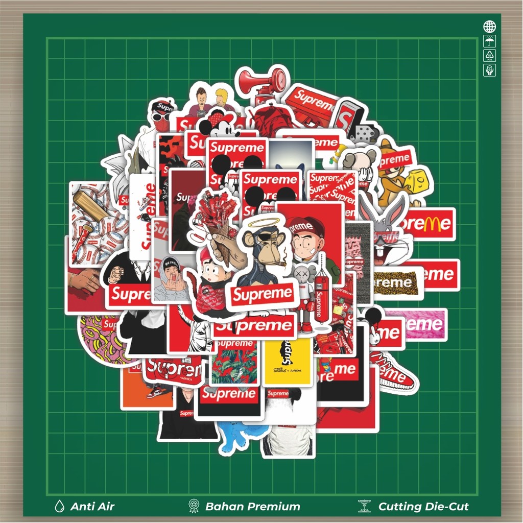 

HOT 50 PCS STIKER Stiker Logo Supreme Stiker Fashion Cars Decal Dingin Kartu Album Custom Vinyl Anti Air- Sticker Aesthetic Buku Journal Koper Casing HP Tablet Laptop Helm Motor Botol Minum