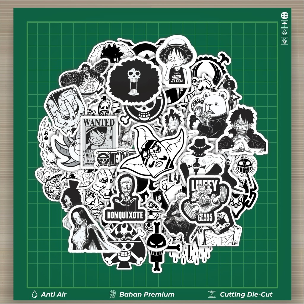 

HOT 50 PCS STIKER Stiker Anime One Piece Black & White Versi 12 Stiker Fashion Cars Decal Dingin Kartu Album Custom Vinyl Anti Air- Sticker Aesthetic Buku Journal Koper Casing HP Tablet Laptop Helm Motor Botol Minum
