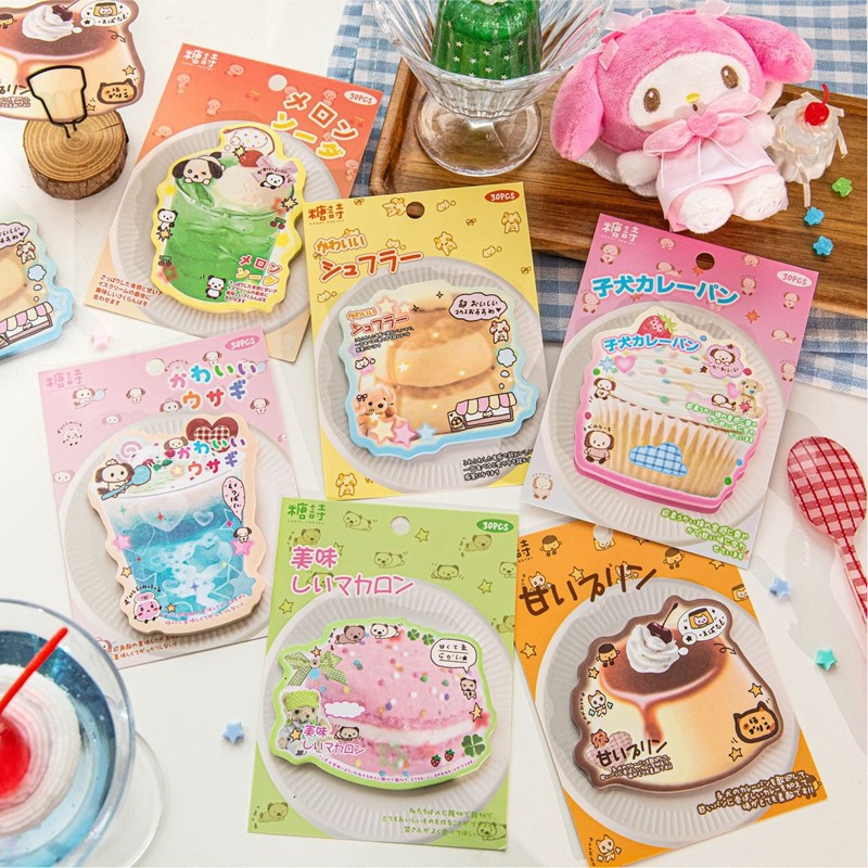 

30 Sheets Cute Retro Y2K Dessert Sticky Notes Message Paper Journal DIY Material Base Memo Pad Japanese Stationery