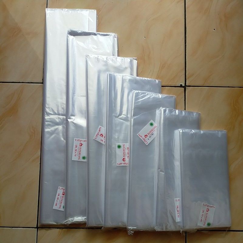 kantong plastik PP bening uk 60x100-50x75-45x65-40x60-35x50-30x45-25x40 merk bangkuang Plastik
