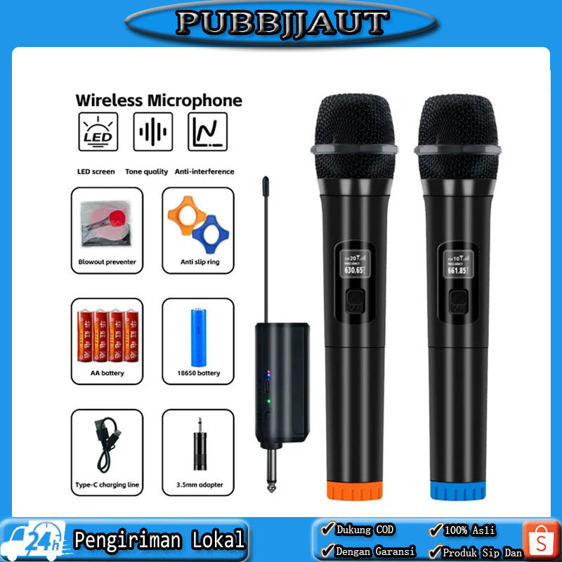 Microphone Profesional 2 Mic Wireless Wireless Bluetooth Mic Microphone Mikrofon Karaoke Free Garans