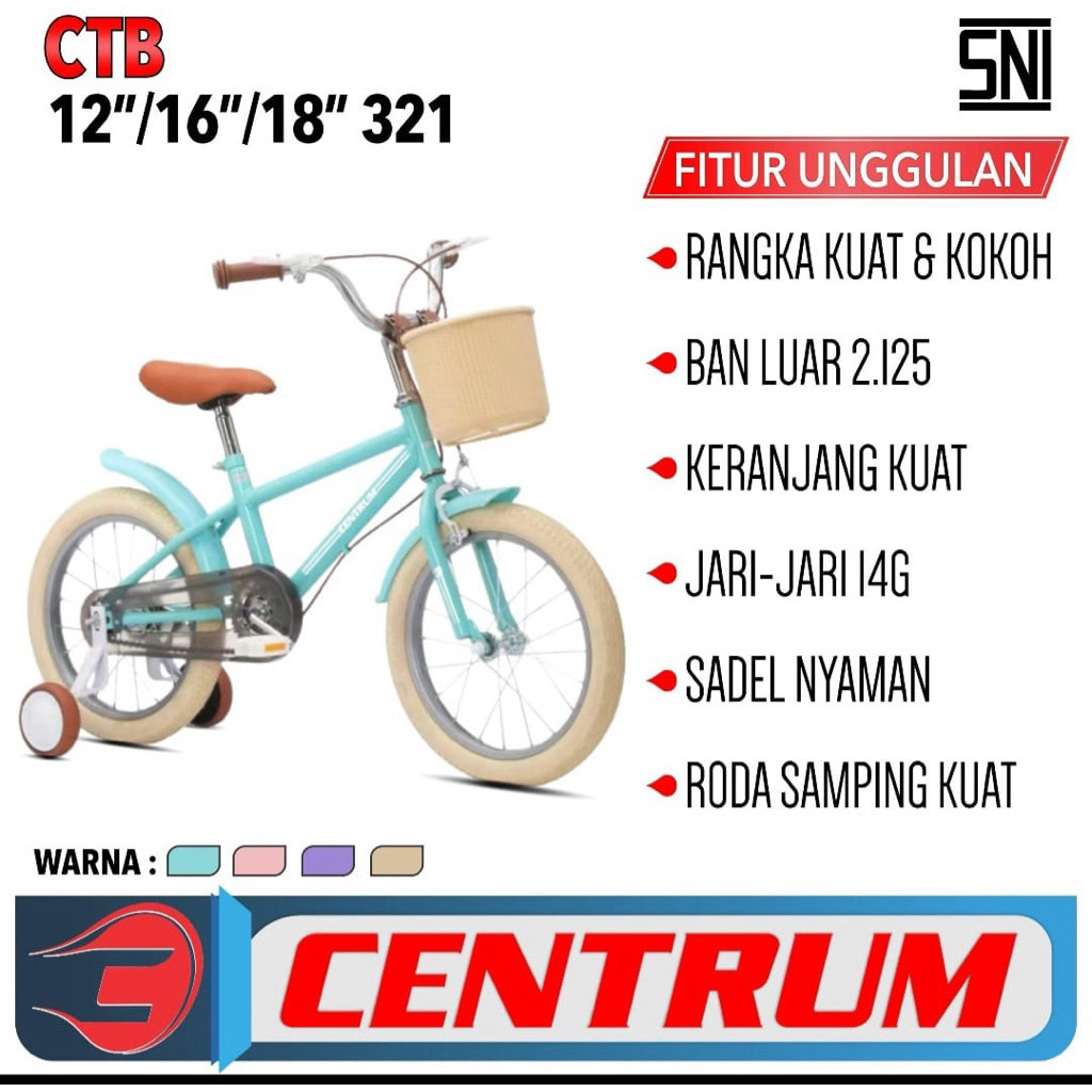Sepeda Anak Perempuan Mini CTB 16 Inch & 18 Inch Centrum 321 By Pacific paylatter sepeda anak pastel