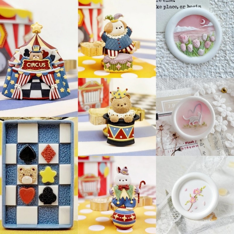 

Diy Creative Stamps Toys Fireproof Seal Circus Series Cute Irregular-Shaped Relief Lily Lamp Rose Tulip Copper Head And Seal Hea