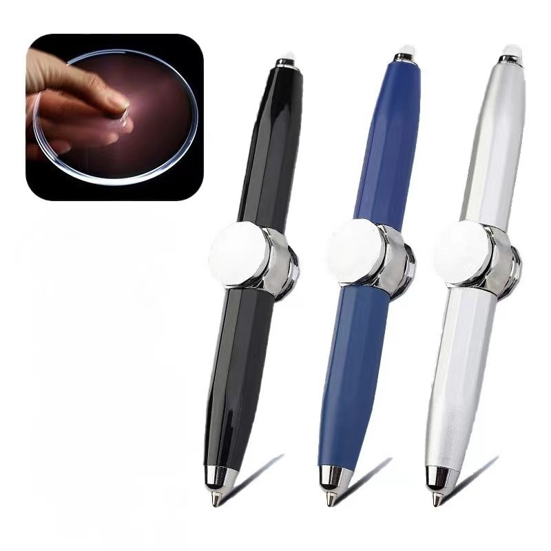 

Led Fingertip Spinning Pen Fidget Anxiety Decompression Gyro Metal Ballpoint Gyroscope Pen Writing Pens school For Kids Adults