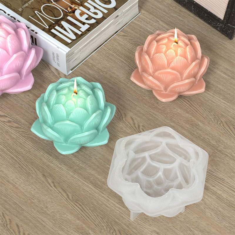 

DIY Lotus Candle Silicone Molds 3D Flower Bud Shape Lotus Resin Drops Glue Plaster Crafts Mold Hand Soap Making Tool Home Gift