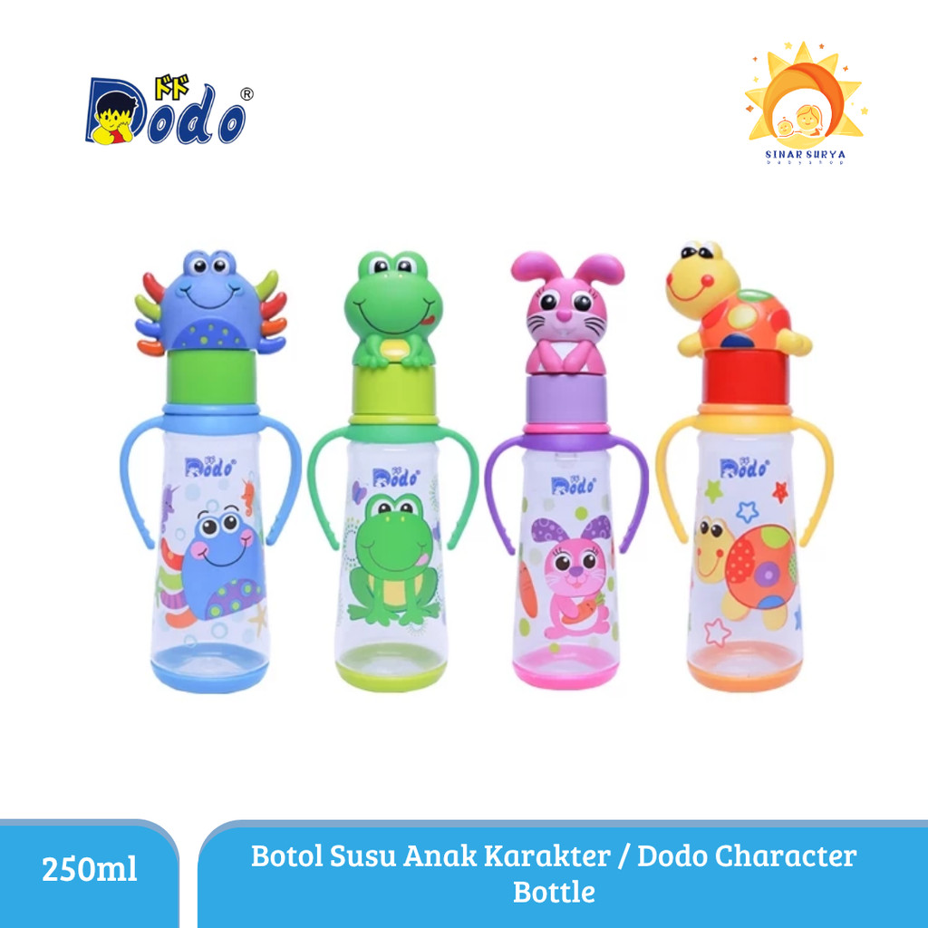 Dodo Character Bottle 250ml – Botol Susu Anak Karakter Lucu, Dot Lembut, BPA Free & Anti Colic