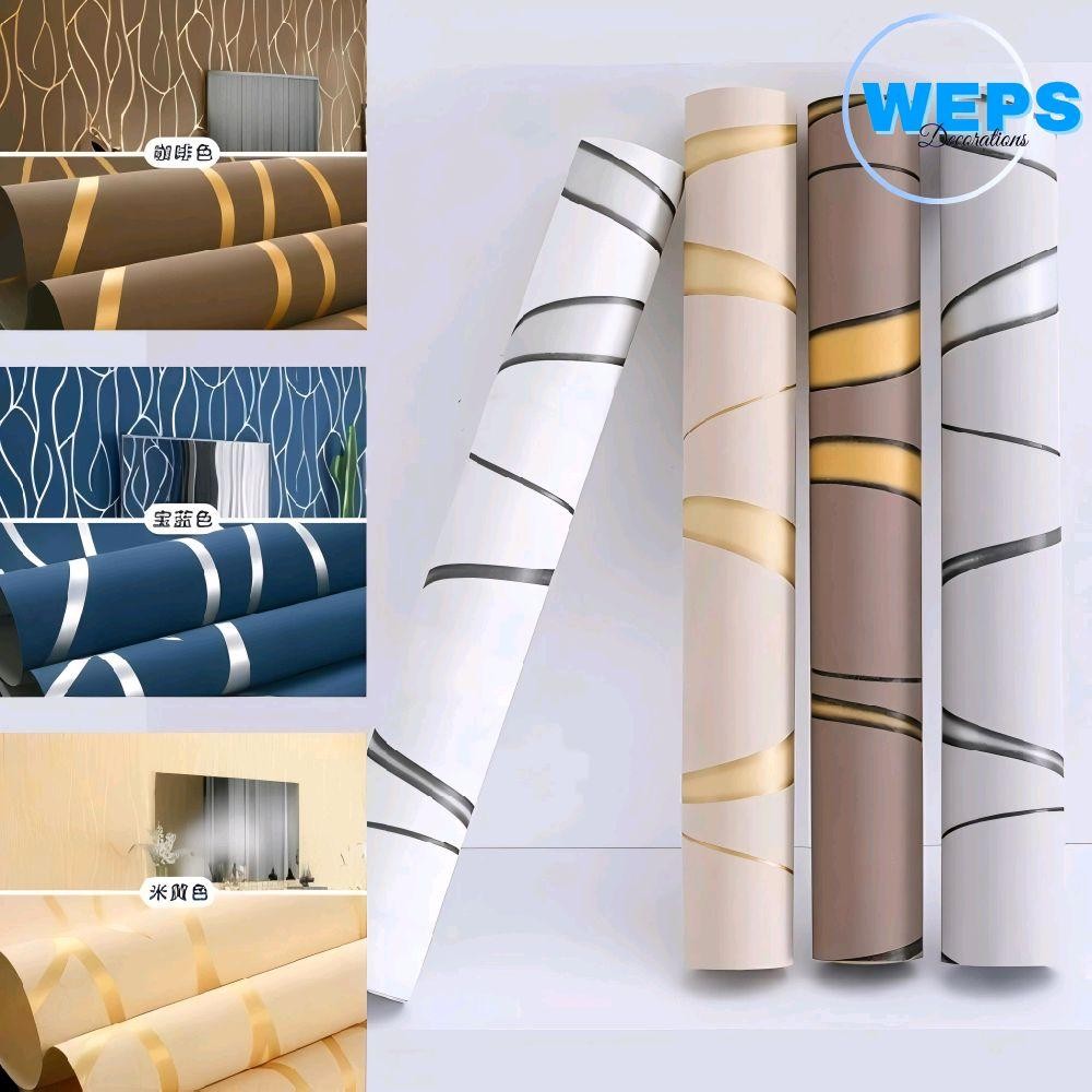 Wallpaper Sticker Dinding Wave Klasik Gold Minimalis Murah dan Berkualitas WallStiker Ruang Tamu - K