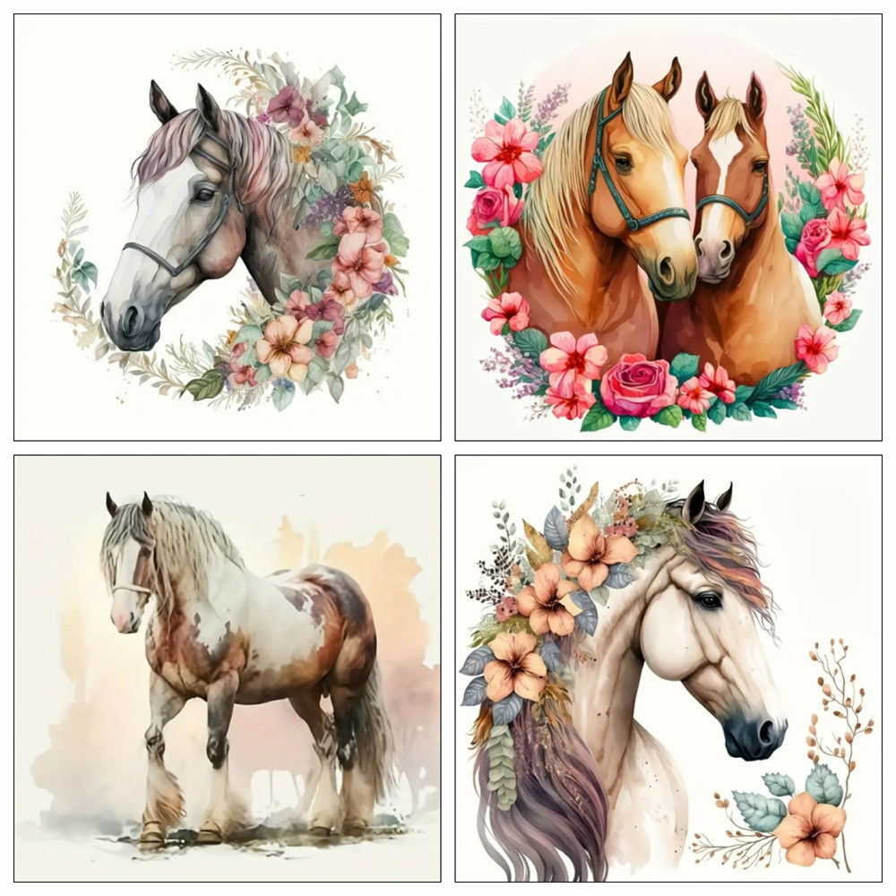 

AZQSD Full Round Drill Diamond Painting Horse Animal Mosaic Needlework Embroidery Sale Flower 30x30cm Home Decor Rhinestones