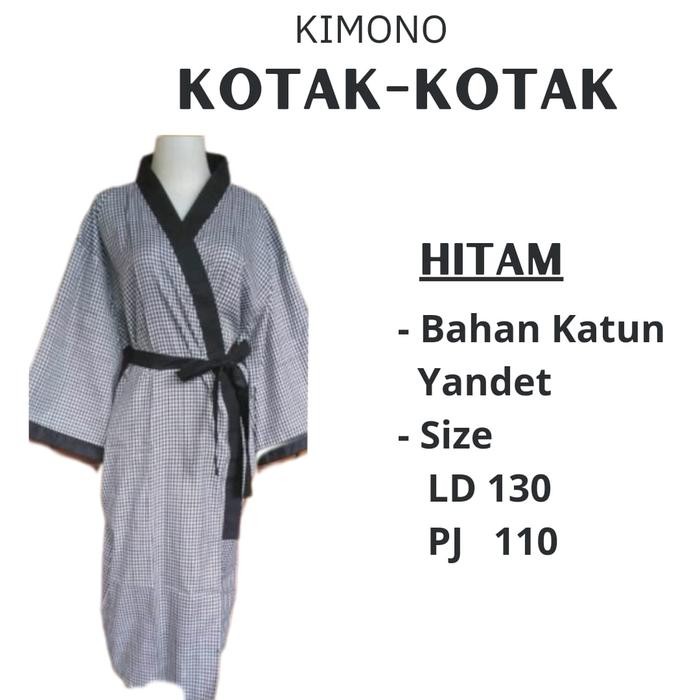 Baju Pasien Kimono Tidur Pria Wanita Katun Jumbo - Hitam