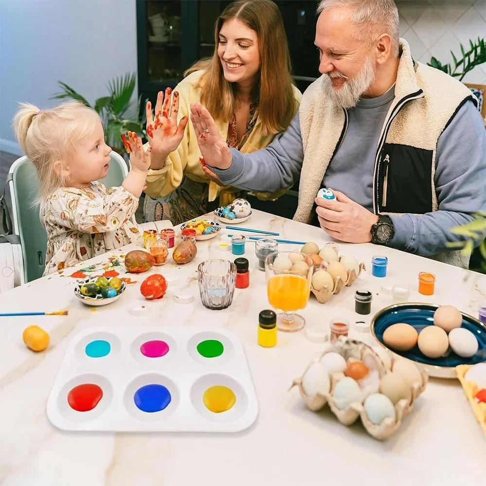 

2/8/20/50/100 PCS White Plastic Watercolor Palette, 6 Wells Rectangular Paint Palettes for DIY Craft, Art Painting Class