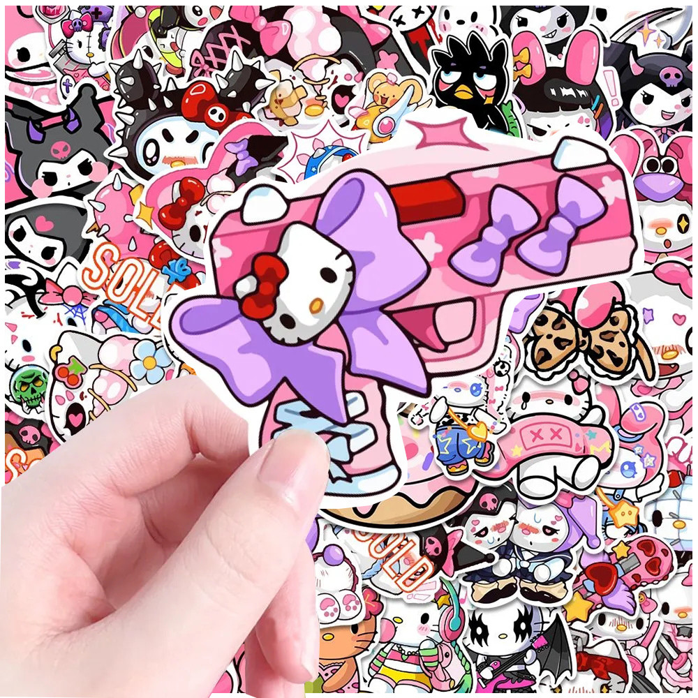 

10/30/54pcs Goth Sanrio Stickers Hello Kitty Kuromi My Melody Anime Decal Waterproof DIY Skateboard Laptop Car Cool Kids Sticker