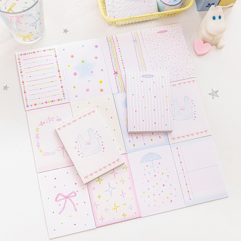

80sheet Cute Simplicity Scrapbooking Memo Pad Sweet Candy Color Dot Star Journal Background Paper DIY Decor Non-sticky Notepad