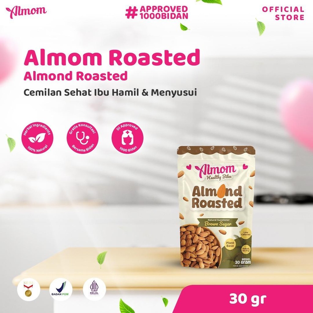 

Almom Roasted Brown Sugar - Kacang Almond Panggang Sehat 30gr | Camilan Ringan untuk Bumil & Busui, Bantu Stimulasi ASI Lancar dan Melimpah