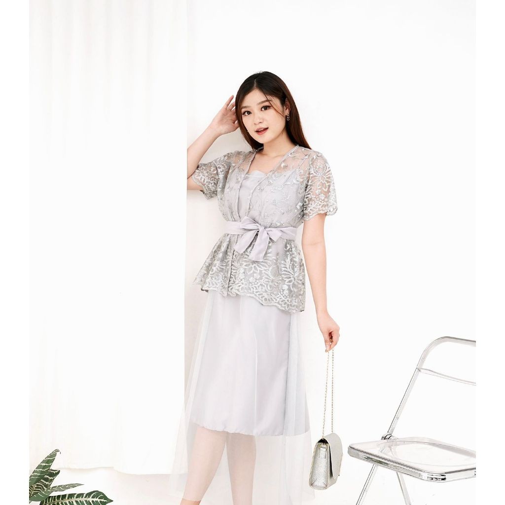 Dress Gracia Tile Premium Inner & Outer / Dres Brukat Pesta Tile Bordir / Dress Kondangan / Dress Na