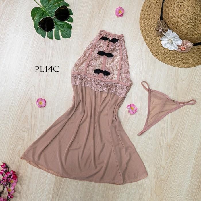 PREMIUM NIGHT GOWN BAJU TIDUR SEXY LINGERIE LACE NUDE WANITA PL14C