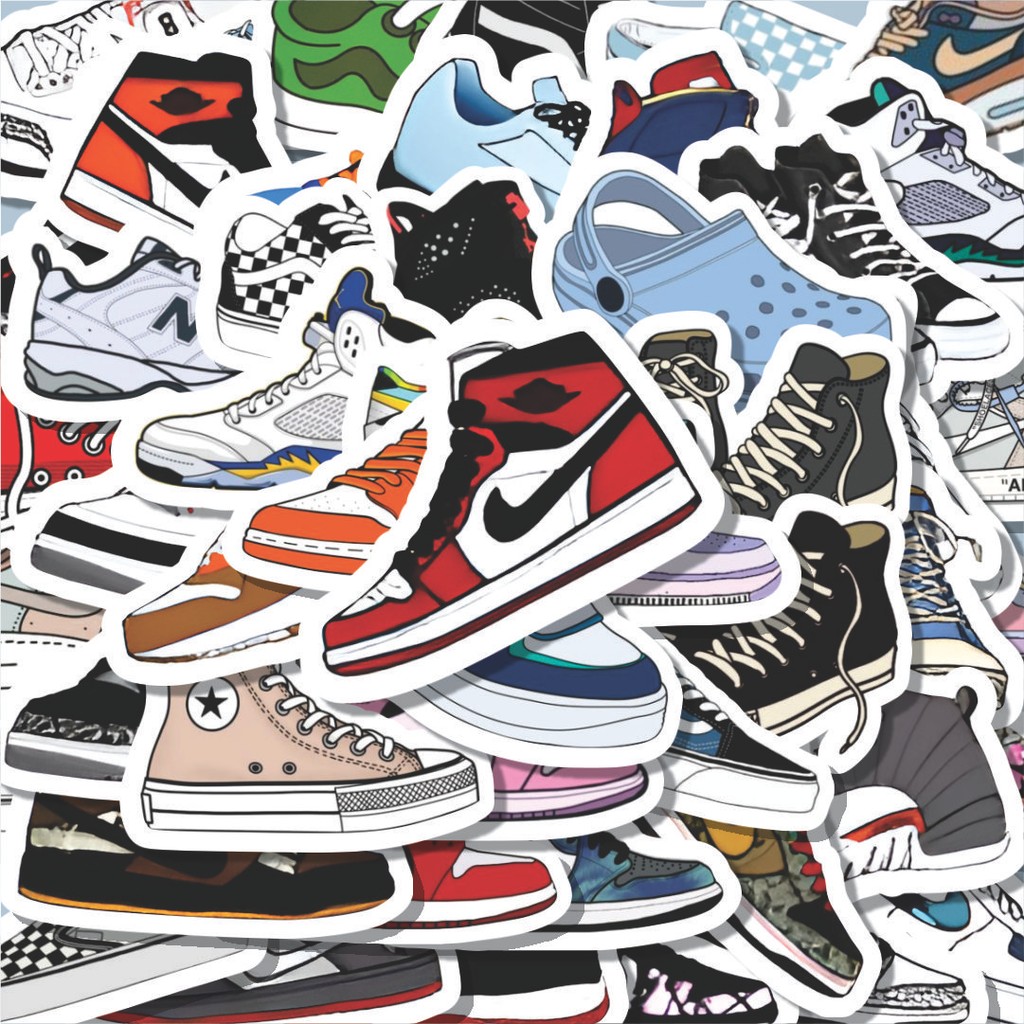 

100PCS Lucu Stiker Famous Shoes [Sepatu Terkenal] Stiker Aesthetic Stiker Anti Air Stikers Berperekat Waterproof sticker decal buat Motor Helm Buku Journal Koper Casing HP Laptop Botol Minum Hadiah anak