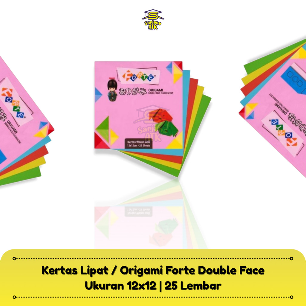 

(25 lembar) Kertas Lipat / Origami FORTE Double Face Ukuran 12x12