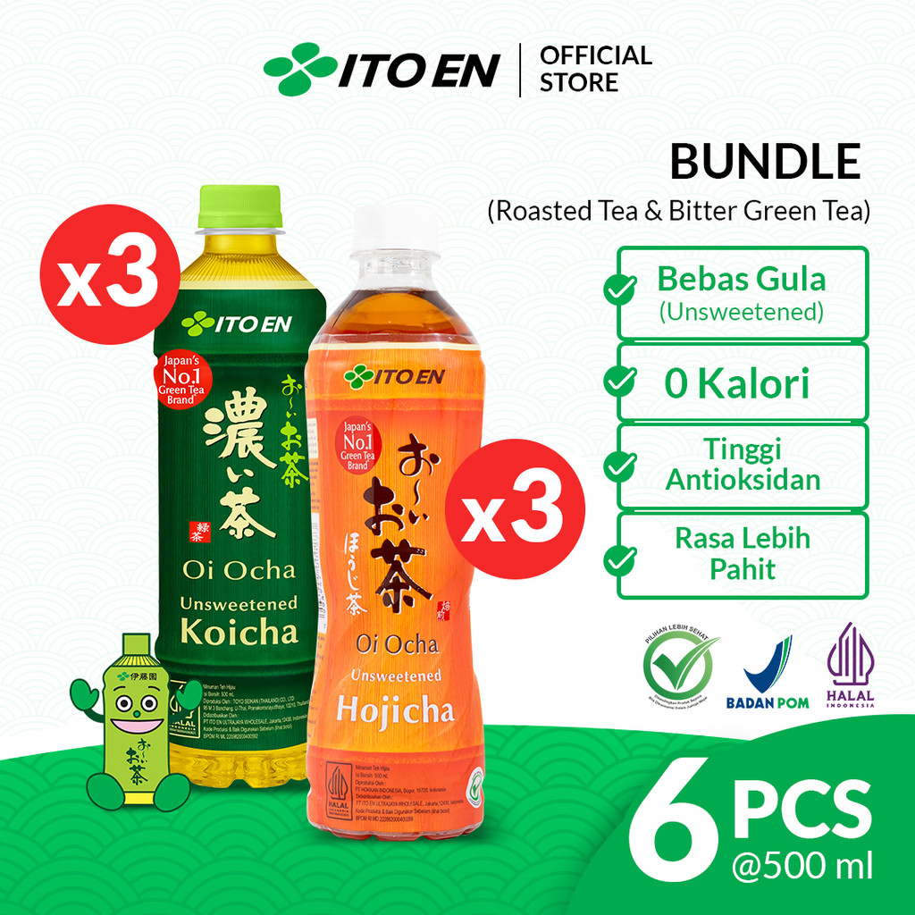 

ITO EN Paket Koicha 500 ml 3 Pcs & Hojicha 500 ml 3 Pcs - Bundle Mix Teh Hijau Jepang Tanpa Gula