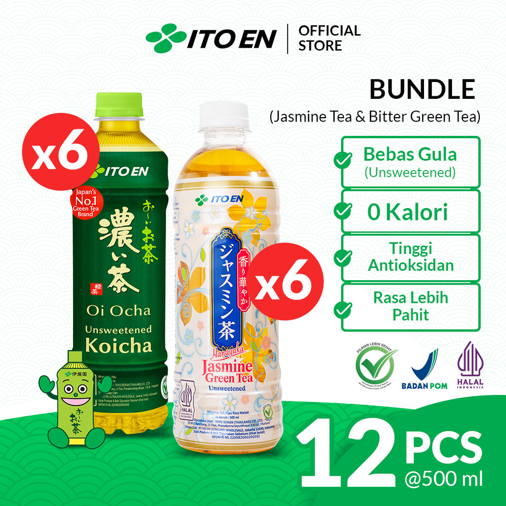 

ITO EN Paket Koicha 500 ml 6 Pcs & Jasmine 500 ml 6 Pcs - Bundle Mix Teh Hijau Jepang Tanpa Gula