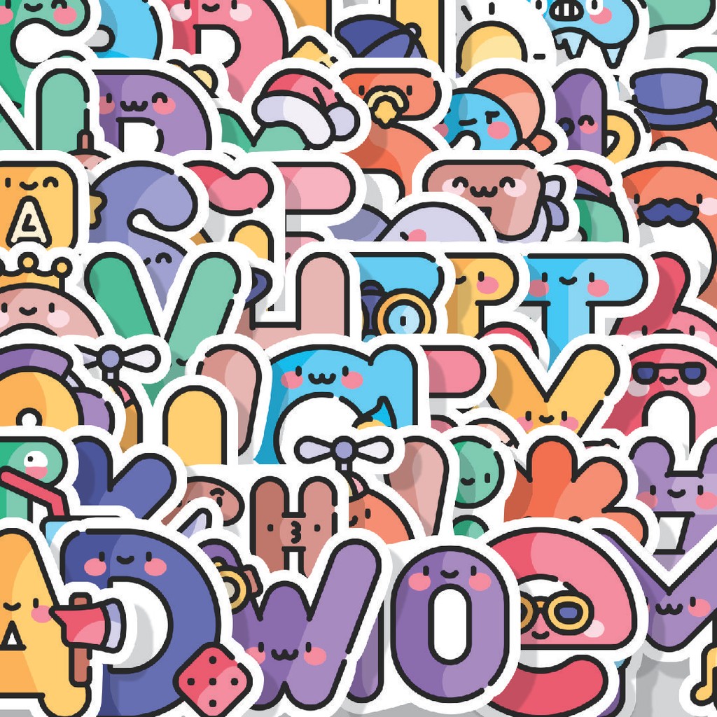

Stiker Cutting Pack Stiker Cute Alphabet Mix [Campuran Alfabet Lucu] Isi 100Pcs Series Aesthetic Lucu Keren Untuk Koper Bahan Vynil