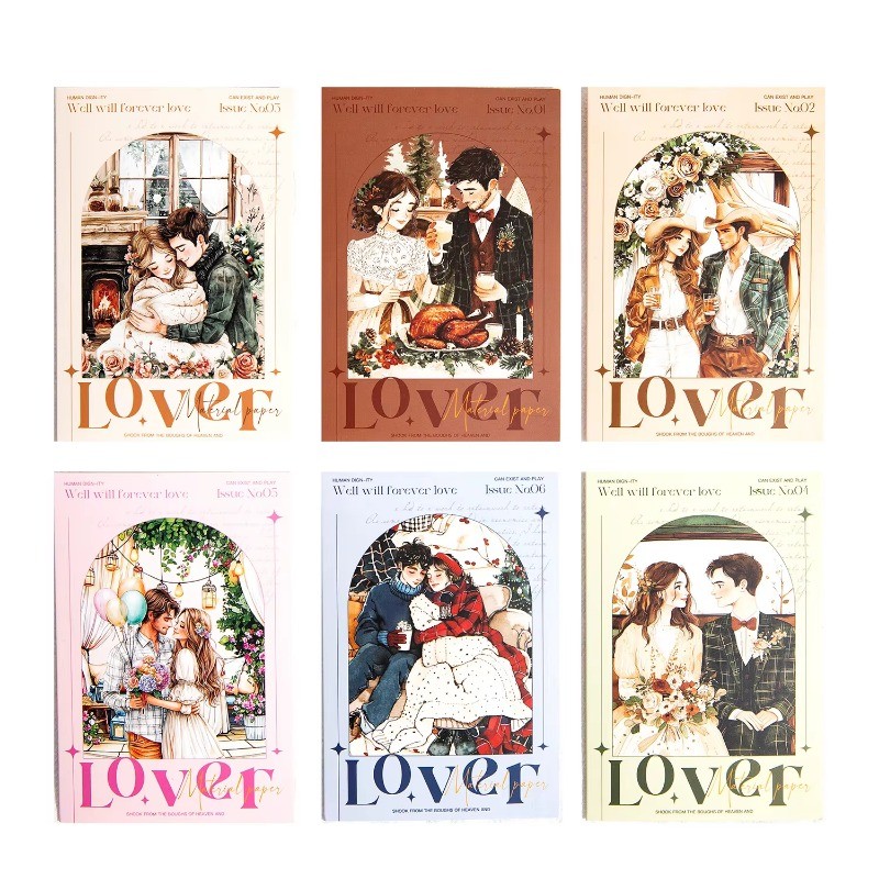 

30Pcs PET Sticker Lovers Stationery Handbook Material Decorative Supplies Package Background Daily Scrapbook 172*104mm