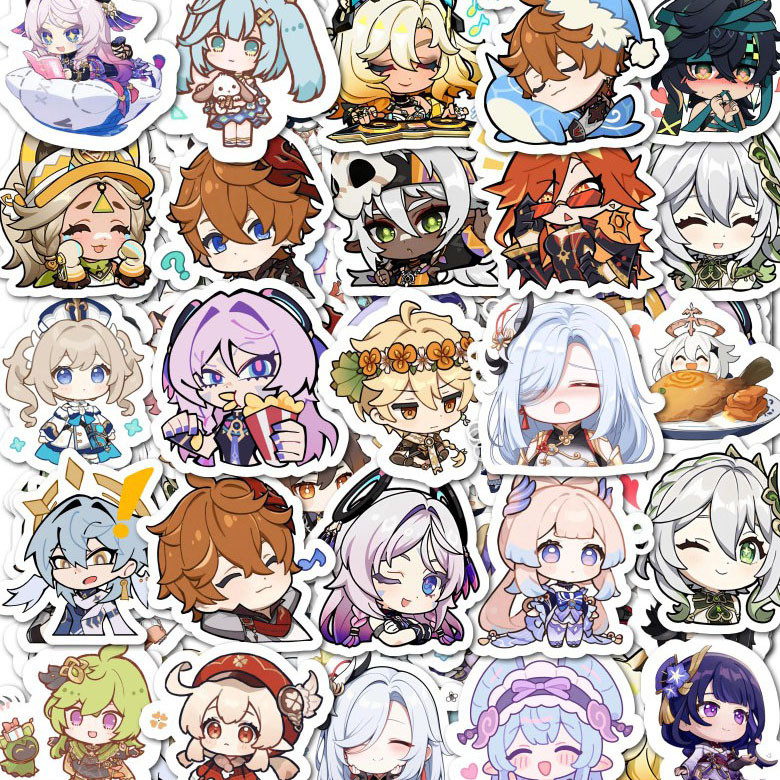 

100pcs Genshin Impact Game Stickers Cartoon Phone Notebook Luggage Decoration Sticker