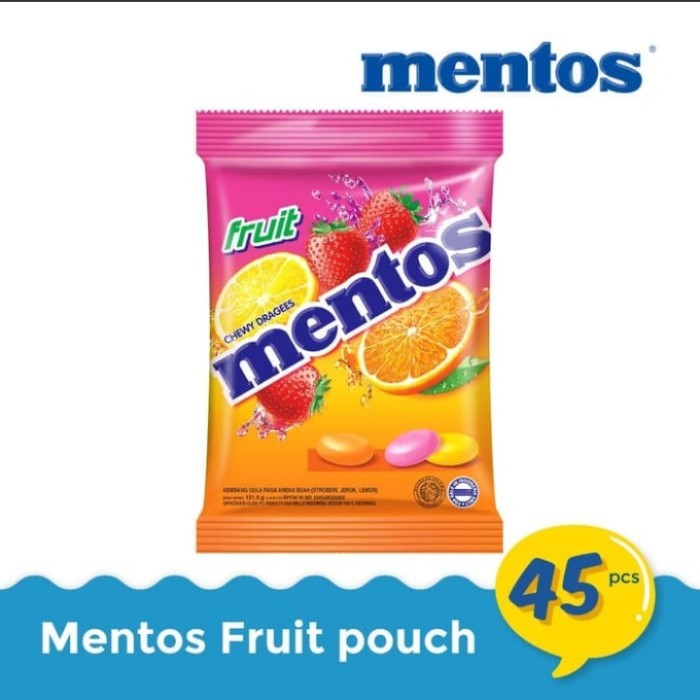 

Mentos Fruit Buah kemasan sack kecil | isi +/- 50 butir