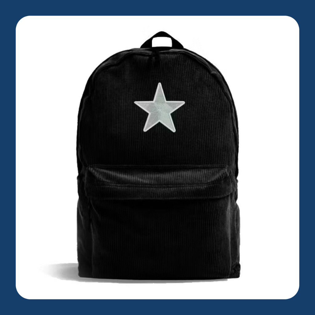 TAS RanSel Corduroy - TAS Backpack Bintang Hitam Corduroy
