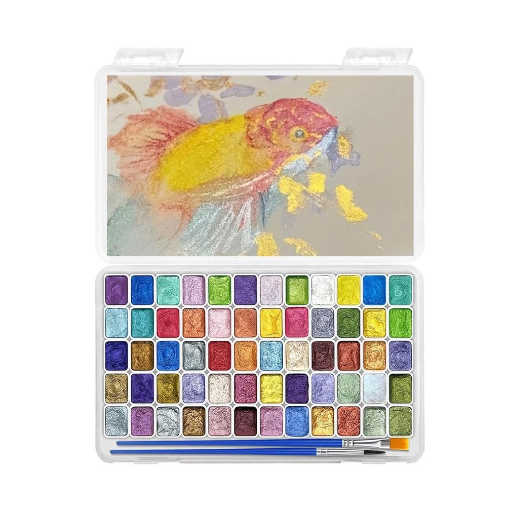 

20/60 Color Solid Watercolor Paint Set Glitter Pearlescent Watercolor Pigment for Drawing Art Metal Watercolor Painting