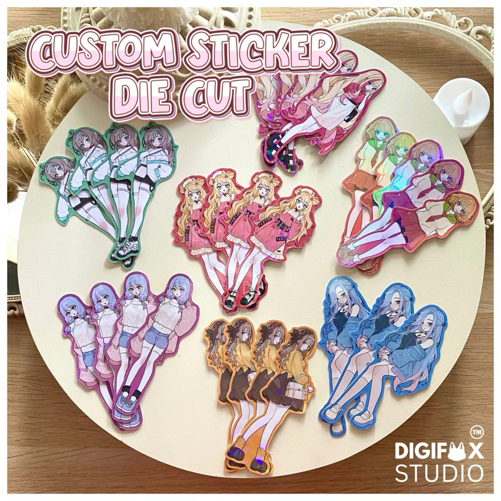 

Custom Cetak Sticker Glitter Hologram A4 DIE CUT Glitter Hologram Glossy Matte, Sticker Glitter Hologram Custom DIECUT