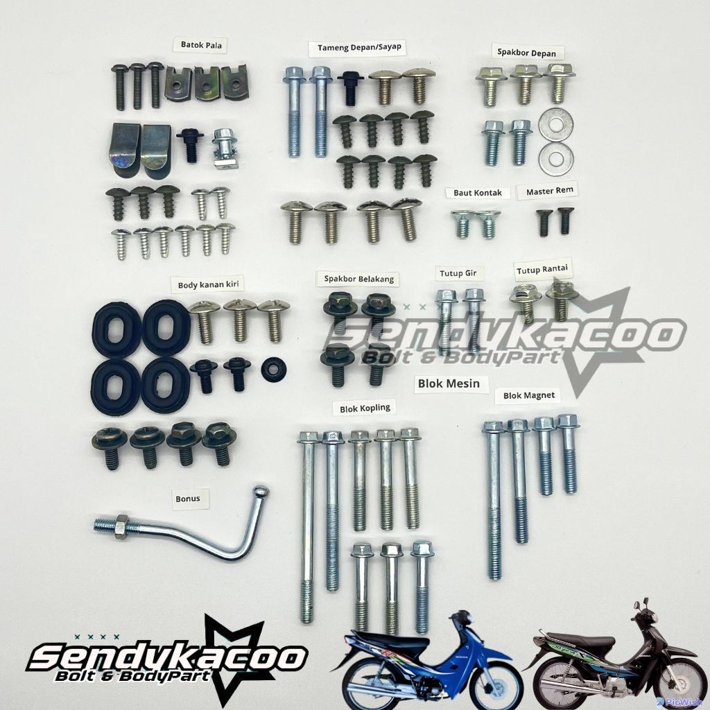 COD / Promo / Original / Baut Supra X lama Fullset / Baut Honda Supra Fit lama Fullset Fullbody Moto