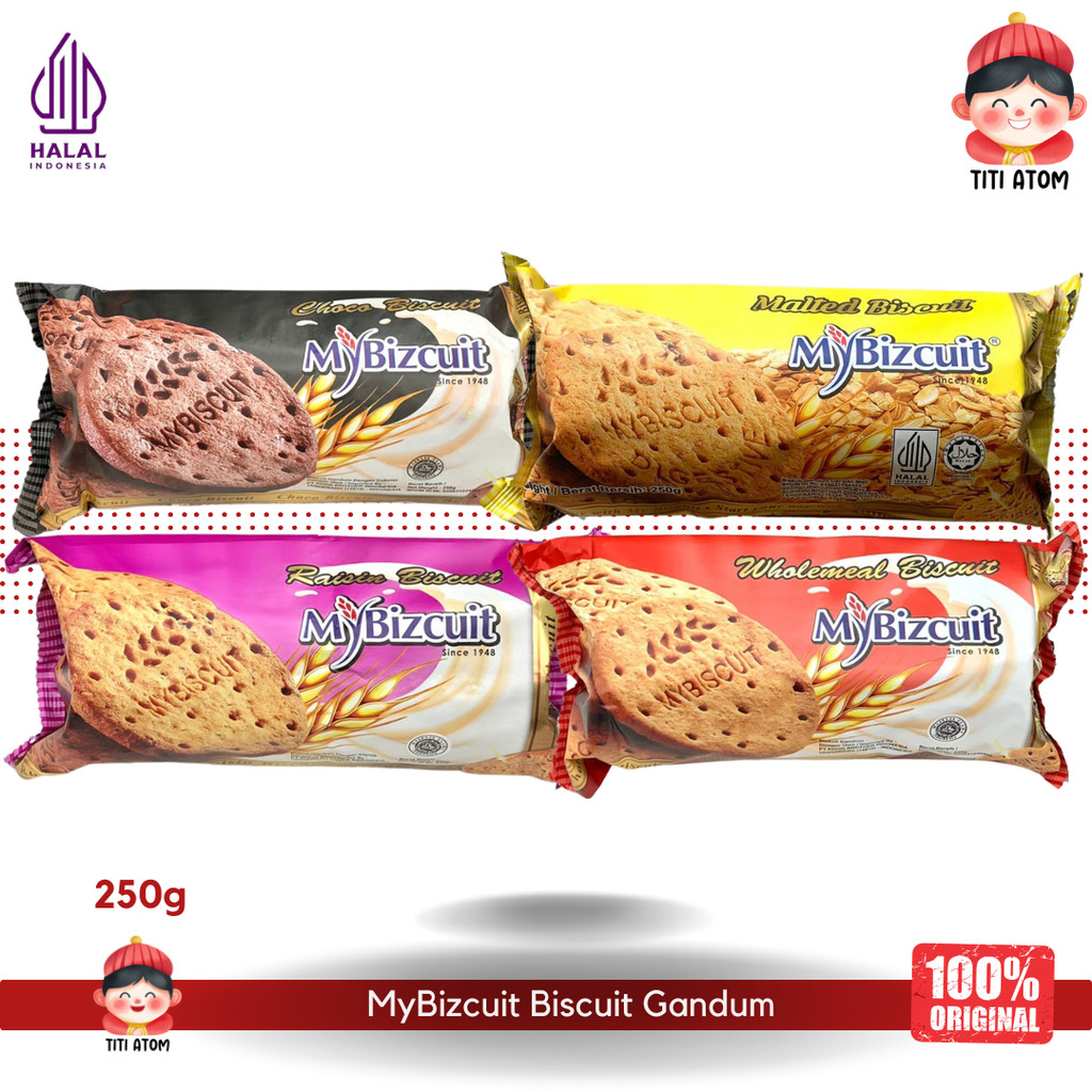 

MyBizcuit Oat Gandum Wholemeal Raisin Kismis Chocolate Coklat Malted Digestive Biscuit 250g