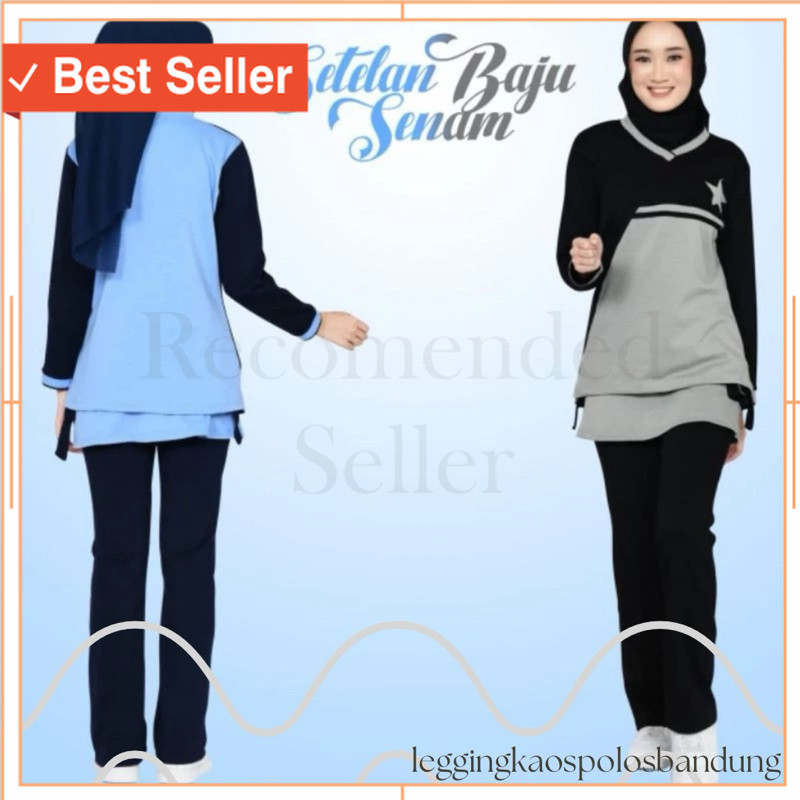 SETELAN BAJU SENAM AEROBIC MUSLIMAH/CELANA ROK SENAM CARGOTERMURAH BAJU JALAN SEHAT SENAM YOGA CASUA