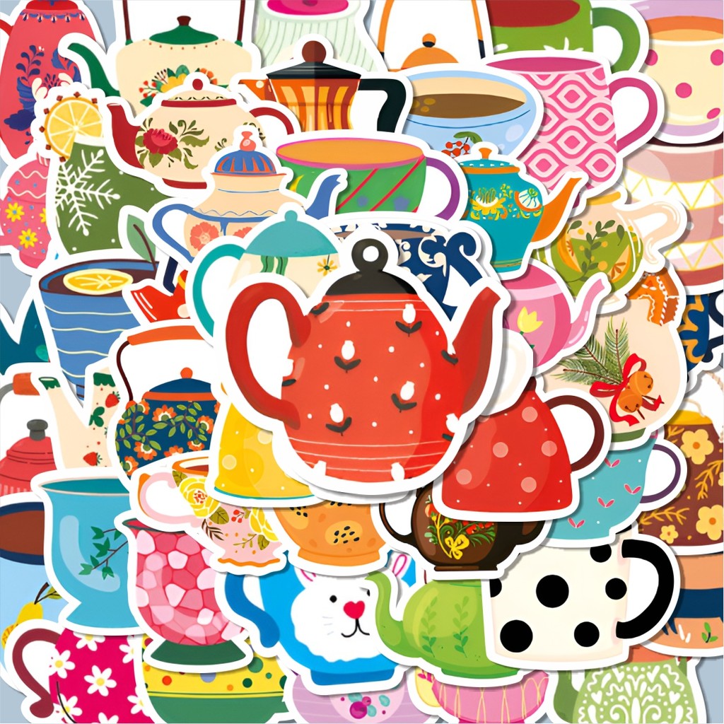 

100PCS Lucu Stiker Teapot [Teko] Stiker Aesthetic Stiker Anti Air Stikers Berperekat Waterproof sticker decal buat Motor Helm Buku Journal Koper Casing HP Laptop Botol Minum Hadiah anak