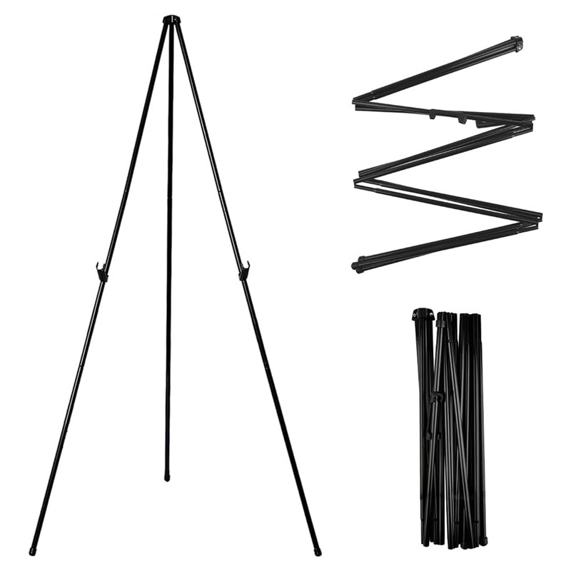 

A41T Display Easel Stand For Wedding, 63Inch Portable Instant Tripod Collapsible Artist Easel Stand Display, Fold Tripod Black