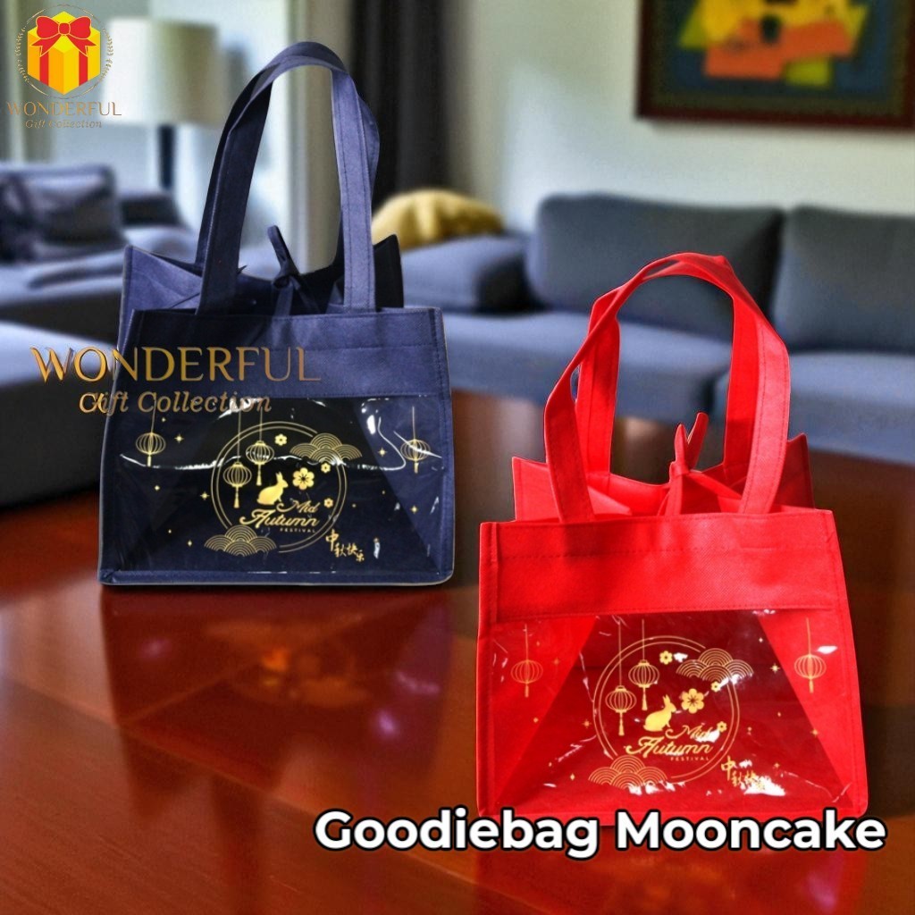 

MER.SHOP [6pc] Goodiebag Mooncake / Tas Spunbound Kue Bulan Transparan 25x25x15 MCT 09