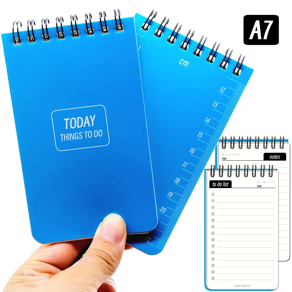 

LOLEDE 1/10Pcs Blue A7 Mini Notebook To Do List Notebooks Notepad Sketchbook Diary Travelers Planner Binder Office Journal