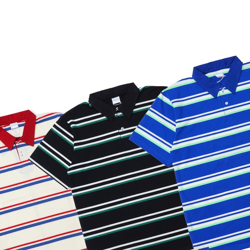 TIMES | KATTO RUGBY STRIPED T SHIRT / Kaos Polo Pria Wanita Unisex / Rugby Stripe Shirt /  Kaos Berk