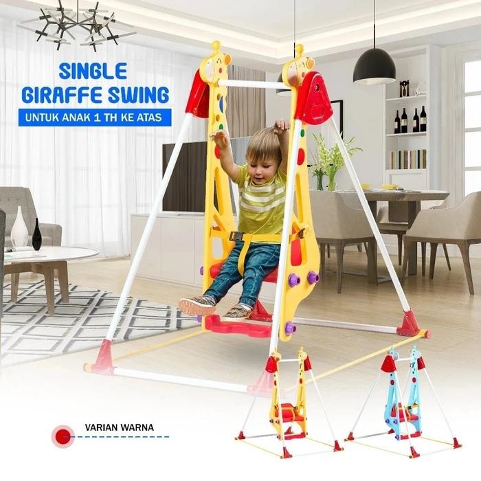 Ayunan Anak Popo Double Swing Mainan Ayunan Besi Kursi Kembar Giraffe model Jerapah Single Swing - S