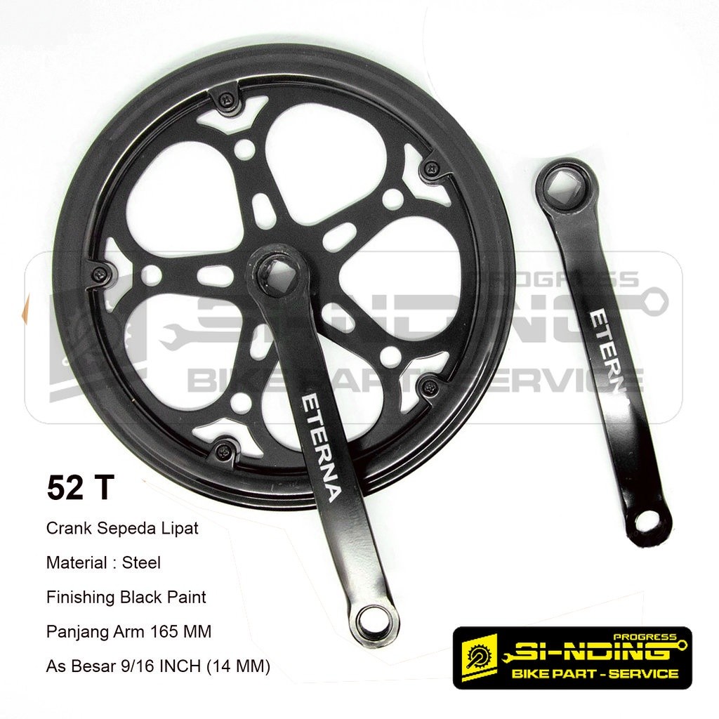 Gear Crankset Crank Gir Gear Sepeda Lipat Seli Fixie MTB 52T 52 T Arm 165 mm Eterna