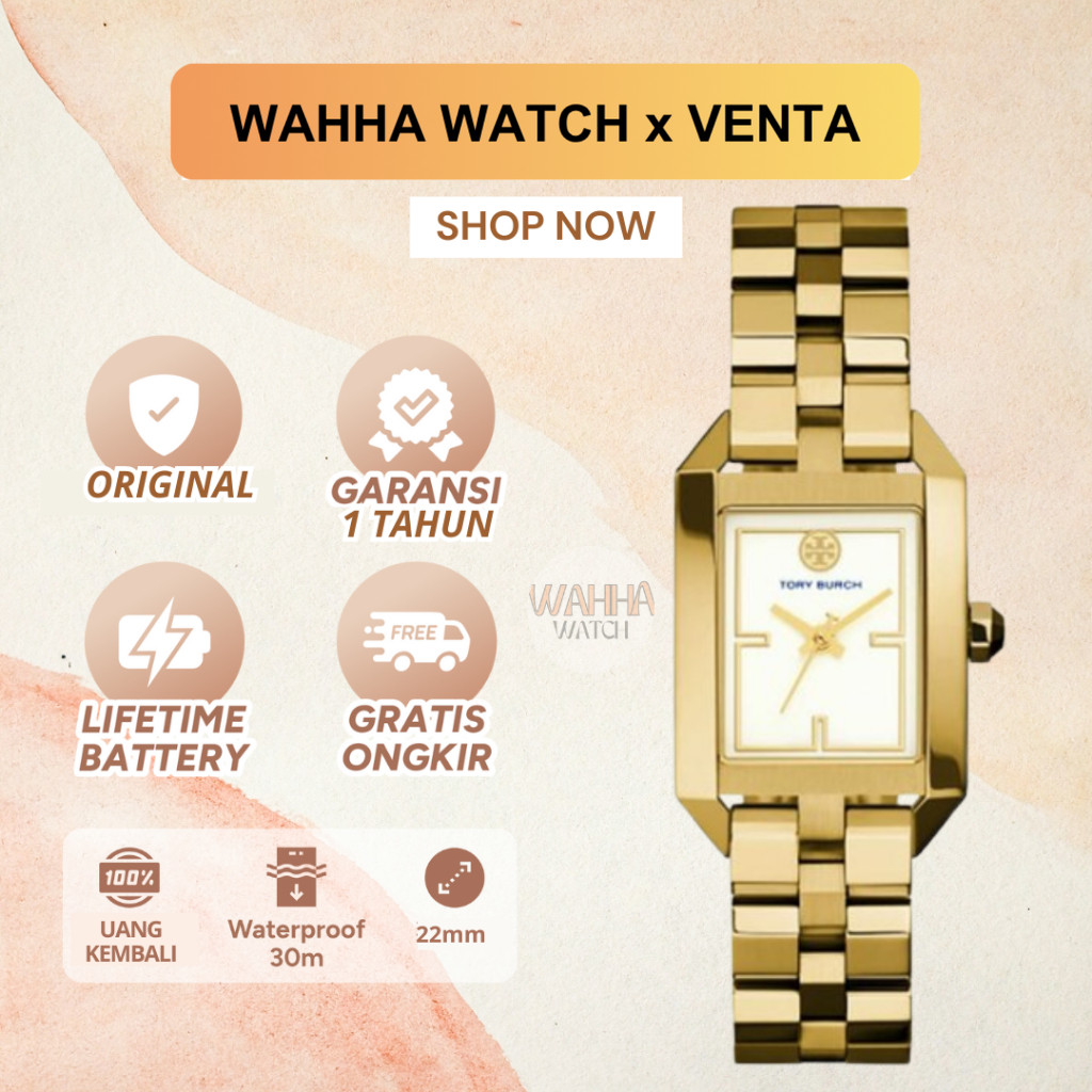Jam Tangan Wanita Tory Burch TBW1100 / TBW-1100 Dalloway Gold Dial [BERGARANSI]