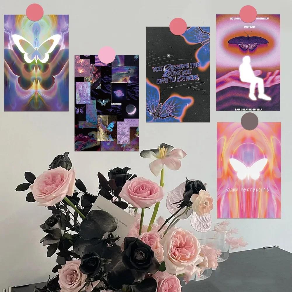 

10pcs psychedelic butterfly postcard wall room bedroom desktop hauteur decoration creative gift message card