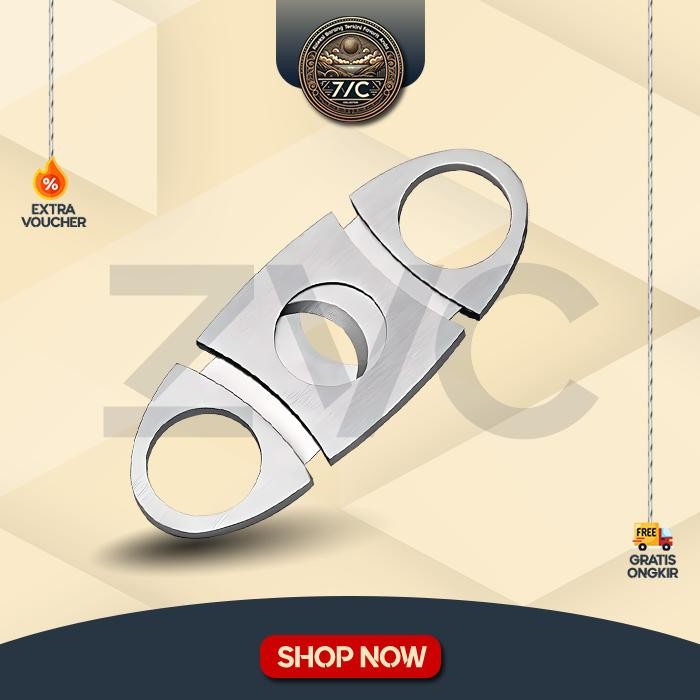 

Knifezer Pemotong Cerutu Cigar Cutter Double Blade Stainless Steel