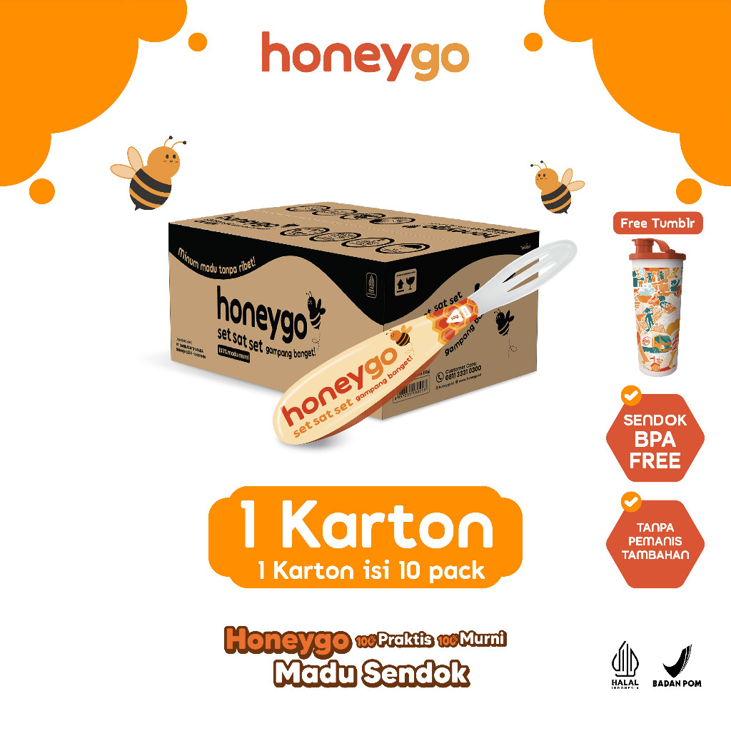 

Honeygo Madu Murni dengan Sendok 1 Karton Kemasan Packs + Free Merchandise Tumblr